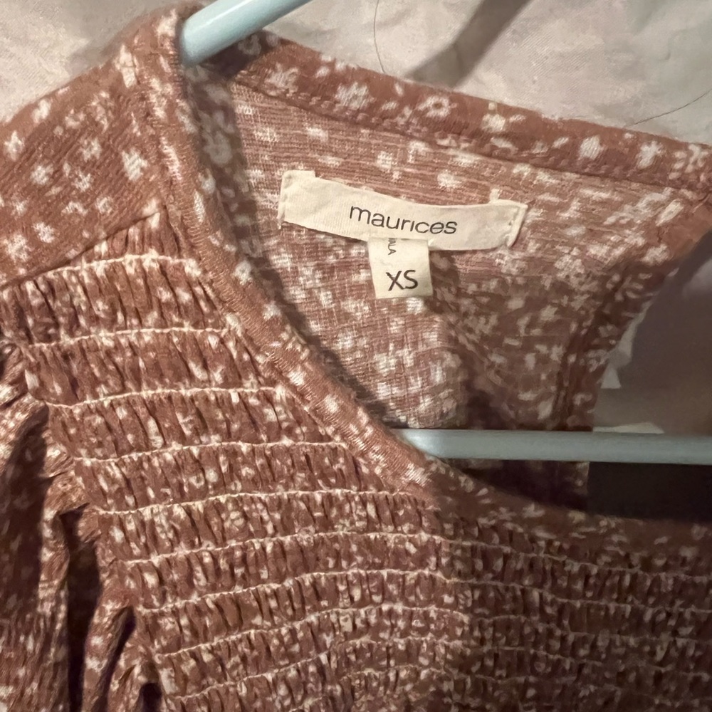 Maurices Brown Patterned Ruffle Blouse - image 2